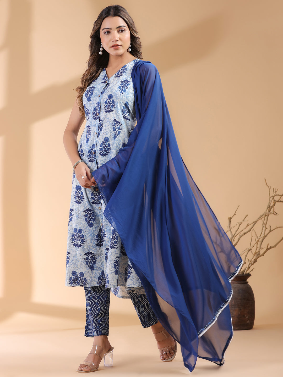 Indigo-Cotton-A-Line-Ethnic-Motifs-3-Piece-Kurta-Set