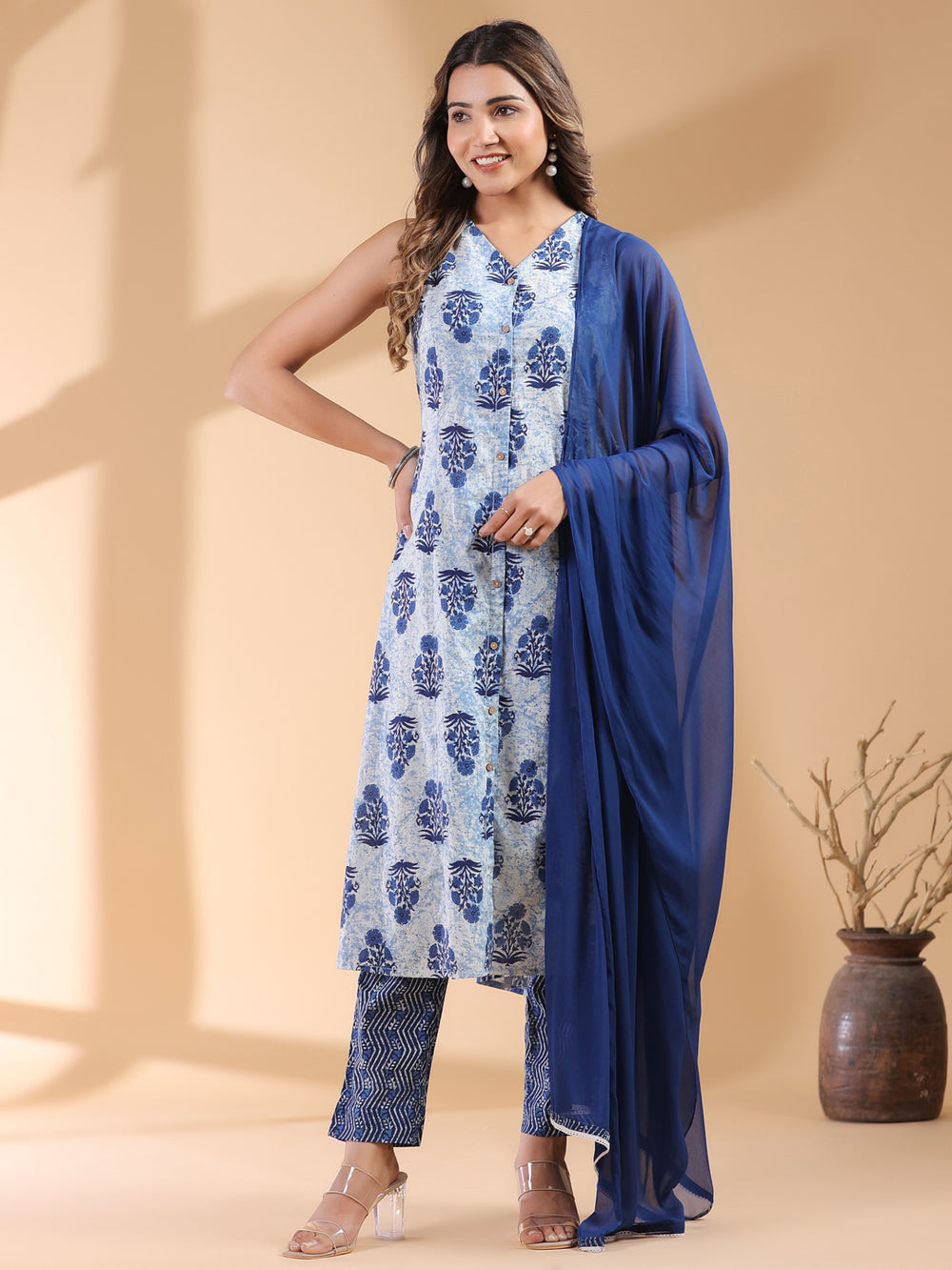 Indigo-Cotton-A-Line-Ethnic-Motifs-3-Piece-Kurta-Set