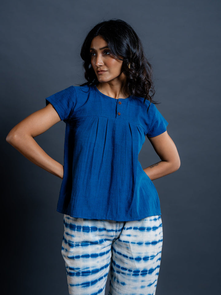 Indigo-Blue-Pure-Cotton-Top
