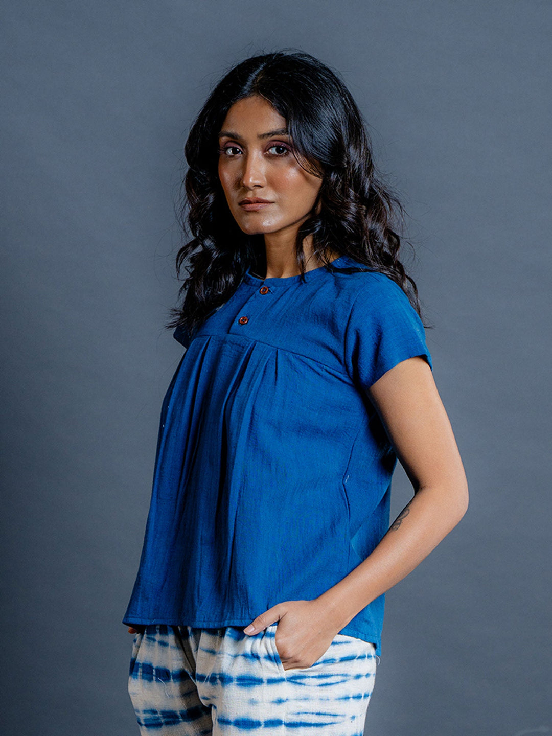 Indigo-Blue-Pure-Cotton-Top