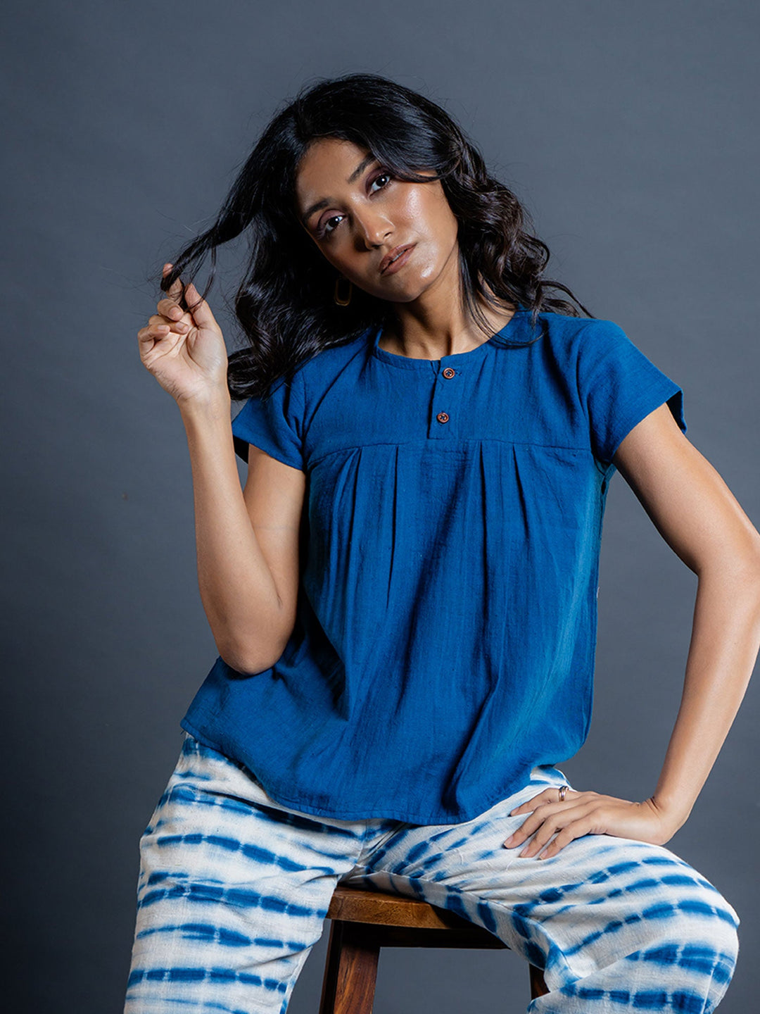Indigo-Blue-Pure-Cotton-Top