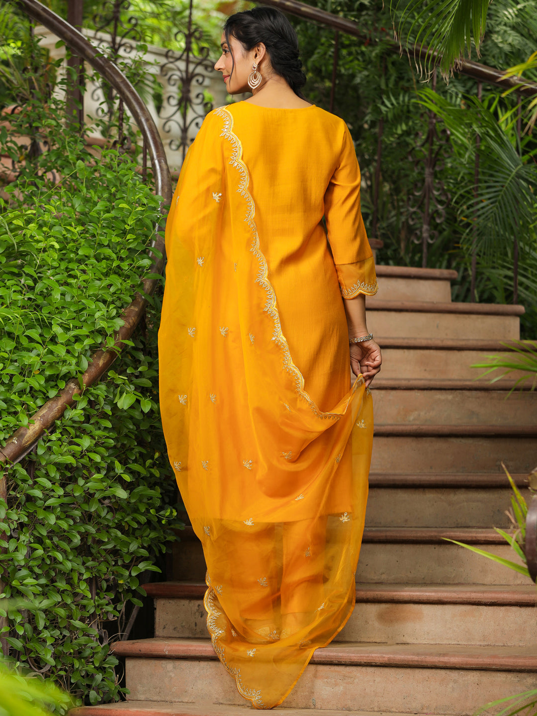 Mustard-Silk-Blend-Straight-Embroidered-3-Piece-Kurta-Set