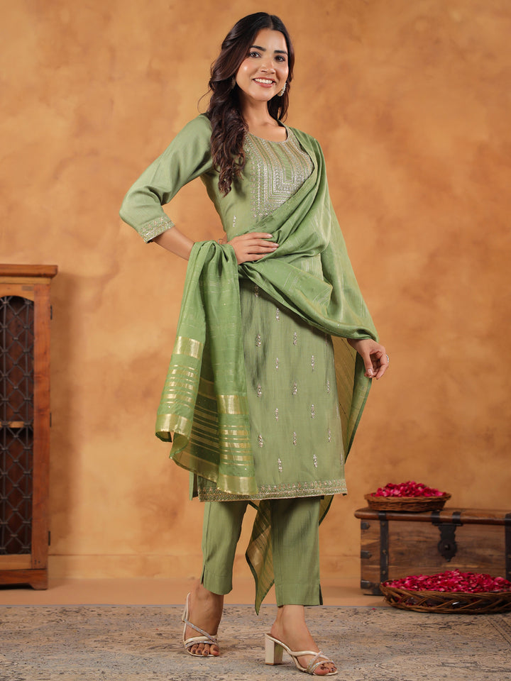 Sage-Silk-Blend-Straight-Embroidered-3-Piece-Kurta-Set
