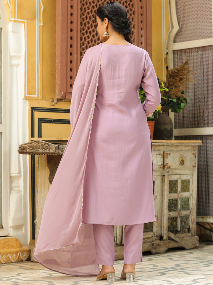 Lavender-Silk-Blend-Straight-Embroidered-3-Piece-Kurta-Set