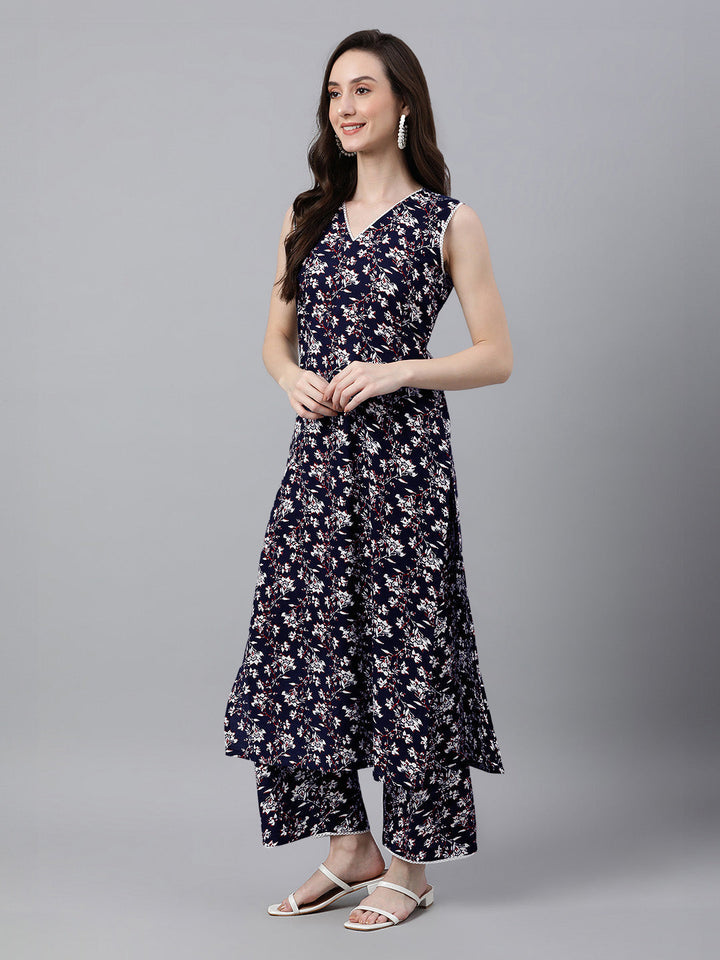 Navy-Blue-Cotton-Floral-Printed-Kurta-Set