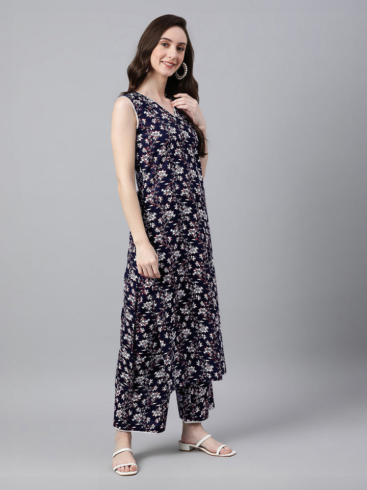 Navy-Blue-Cotton-Floral-Printed-Kurta-Set
