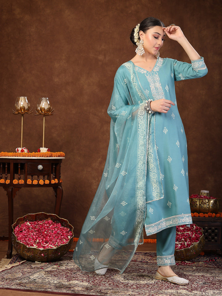 Aqua-Blue-Rayon-Motif-Printed-Straight-3-Piece-Kurta-Set