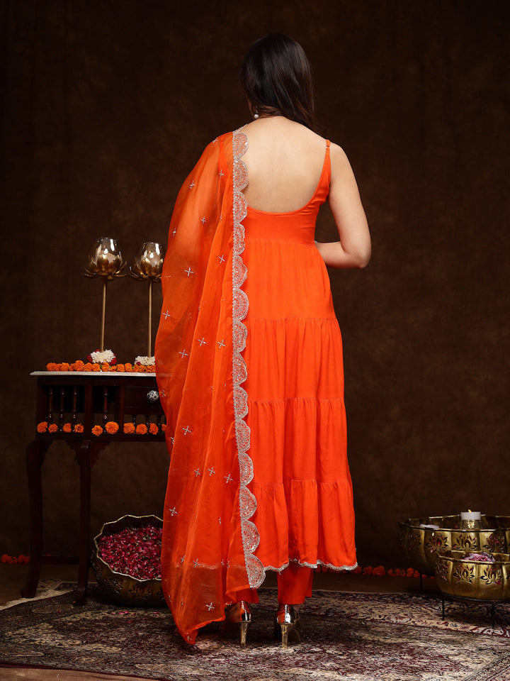 Orange-Rayon-Solid-Tiered-3-Piece-Kurta-Set