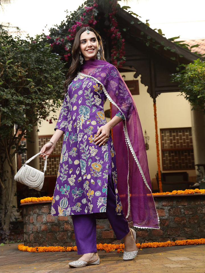 Violet-Rayon-Floral-Printed-Straight-3-Piece-Kurta-Set
