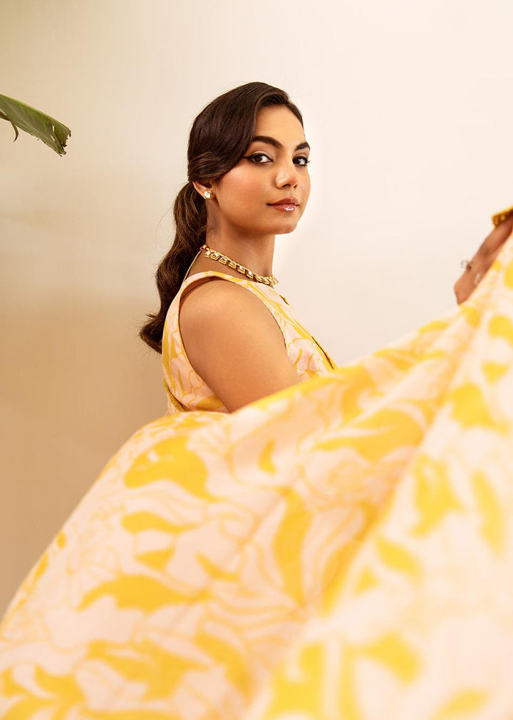 Lakshmi-Lemon-Yellow-Chinon-Chiffon-Pre-Draped-Saree