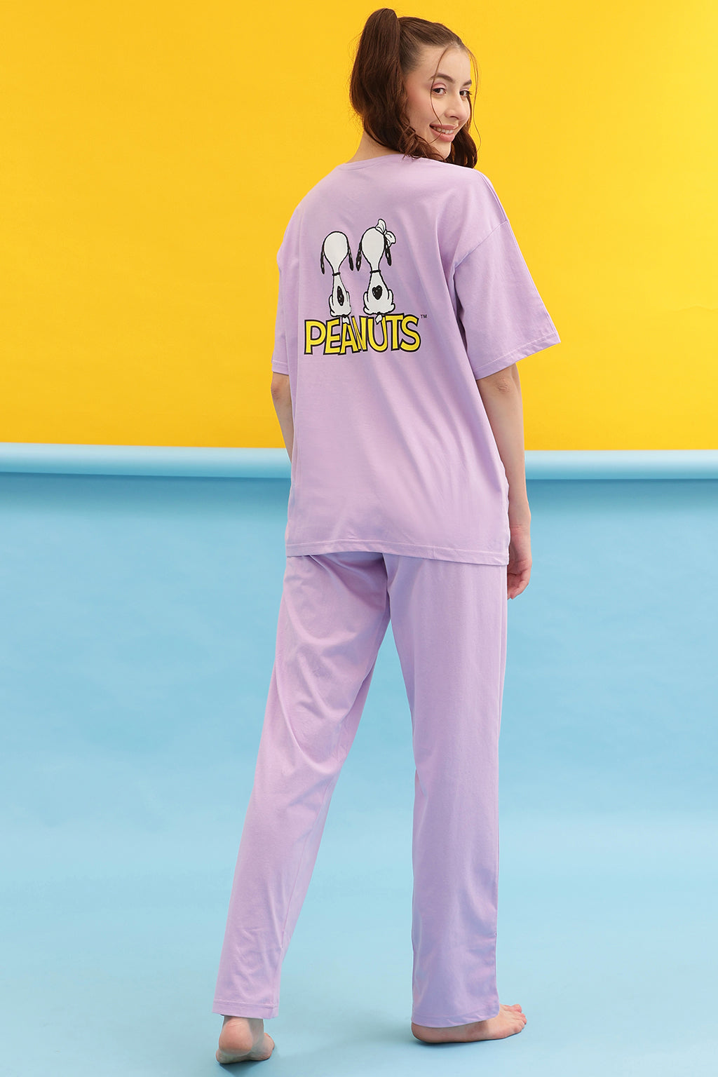 Lavender-Cotton-Printed-Oversized-Tee-&-Pyjama-Set
