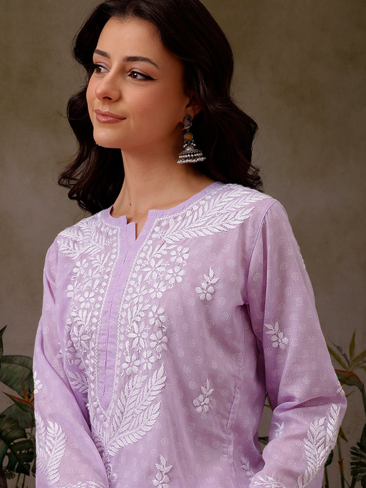 Lavender-Cotton-Lucknowi-Chikankari-2-Piece-Kurta-Set