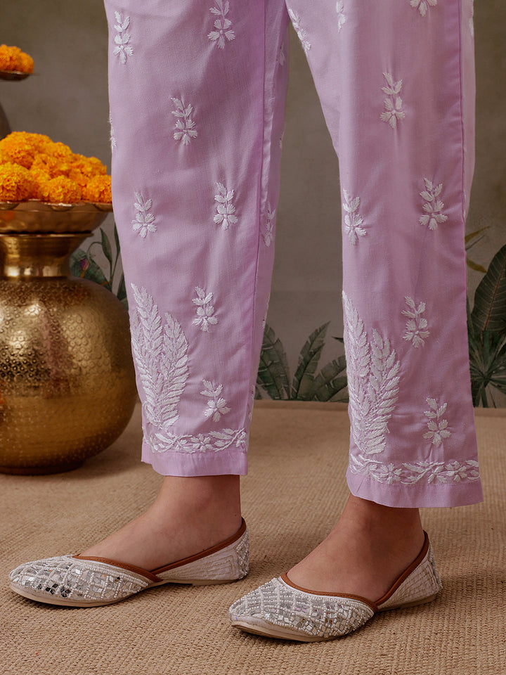 Lavender-Cotton-Lucknowi-Chikankari-2-Piece-Kurta-Set