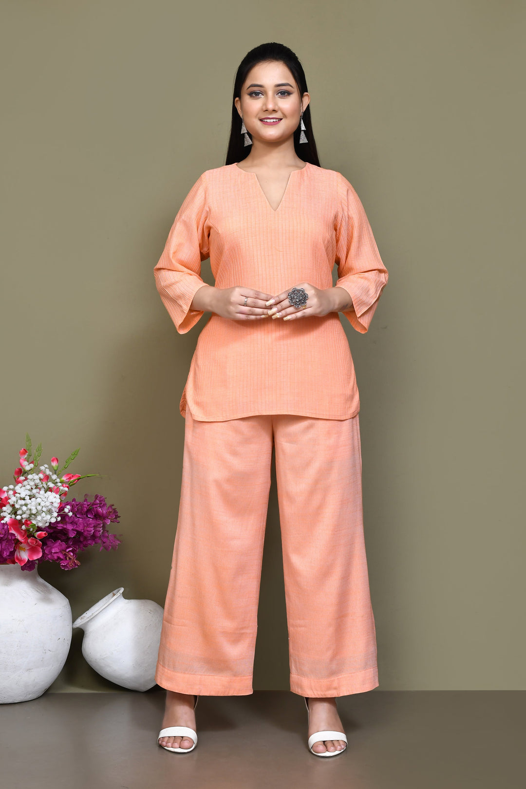 ZERESOUQ-Light-Peach-Pure-Cotton-Co-ord-Sets