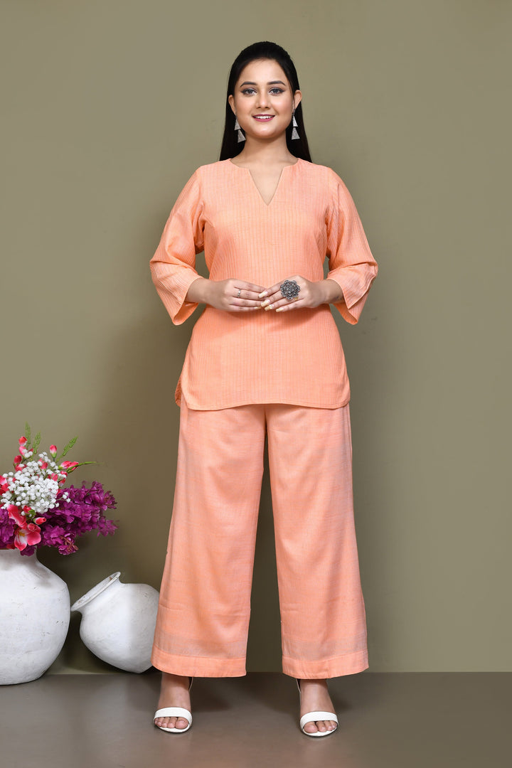 ZERESOUQ-Light-Peach-Pure-Cotton-Co-ord-Sets