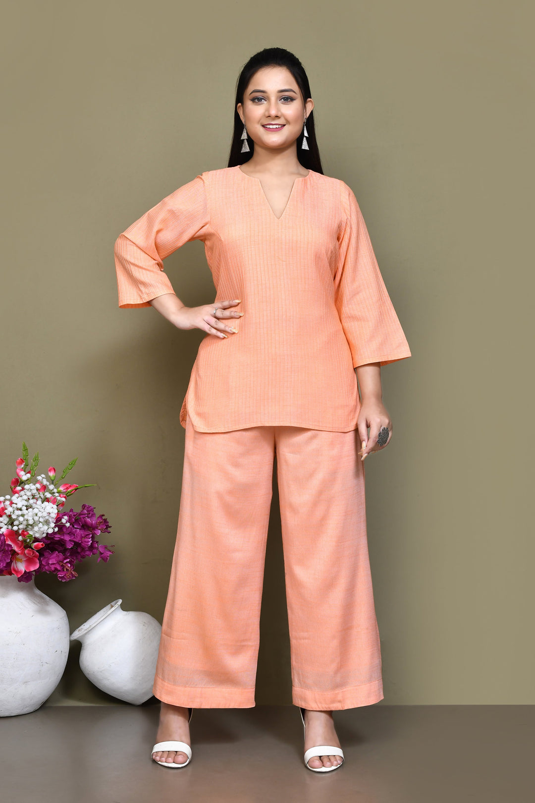 ZERESOUQ-Light-Peach-Pure-Cotton-Co-ord-Sets