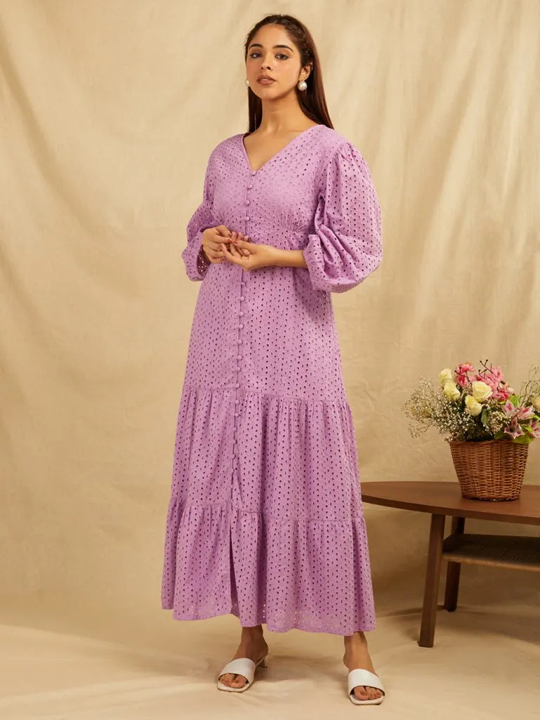 Lilac-Cotton-Schiffli-Broadries-Long-Dress