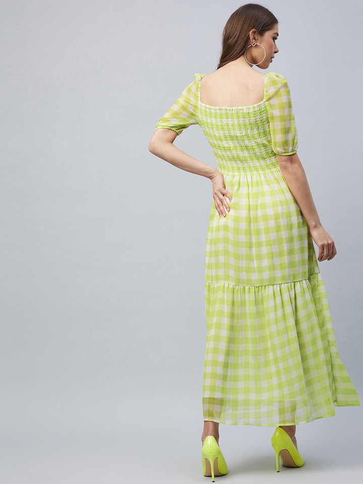 Lime-Green-Poly-Georgette-Checkered-Maxi-Dress