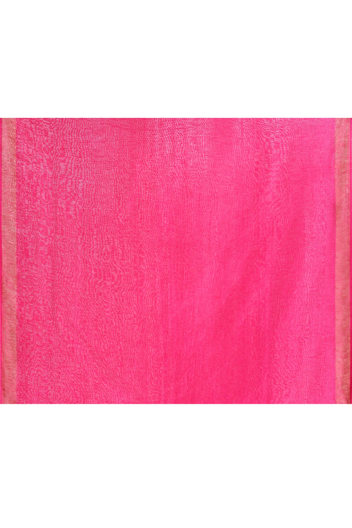 Magenta-Tussar-Linen-Handloom-Saree-With-Woven-Zari-Pallu