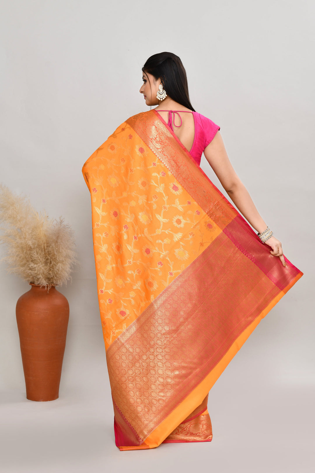 Mango-Yellow-Semi-Silk-Banarasi-Zari-Work-Saree