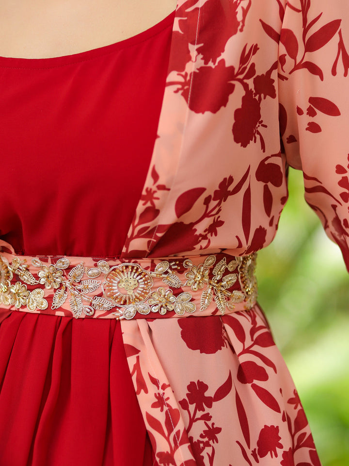 ZERESOUQ-Maroon-Georgette-Solid-Anarakali-Set