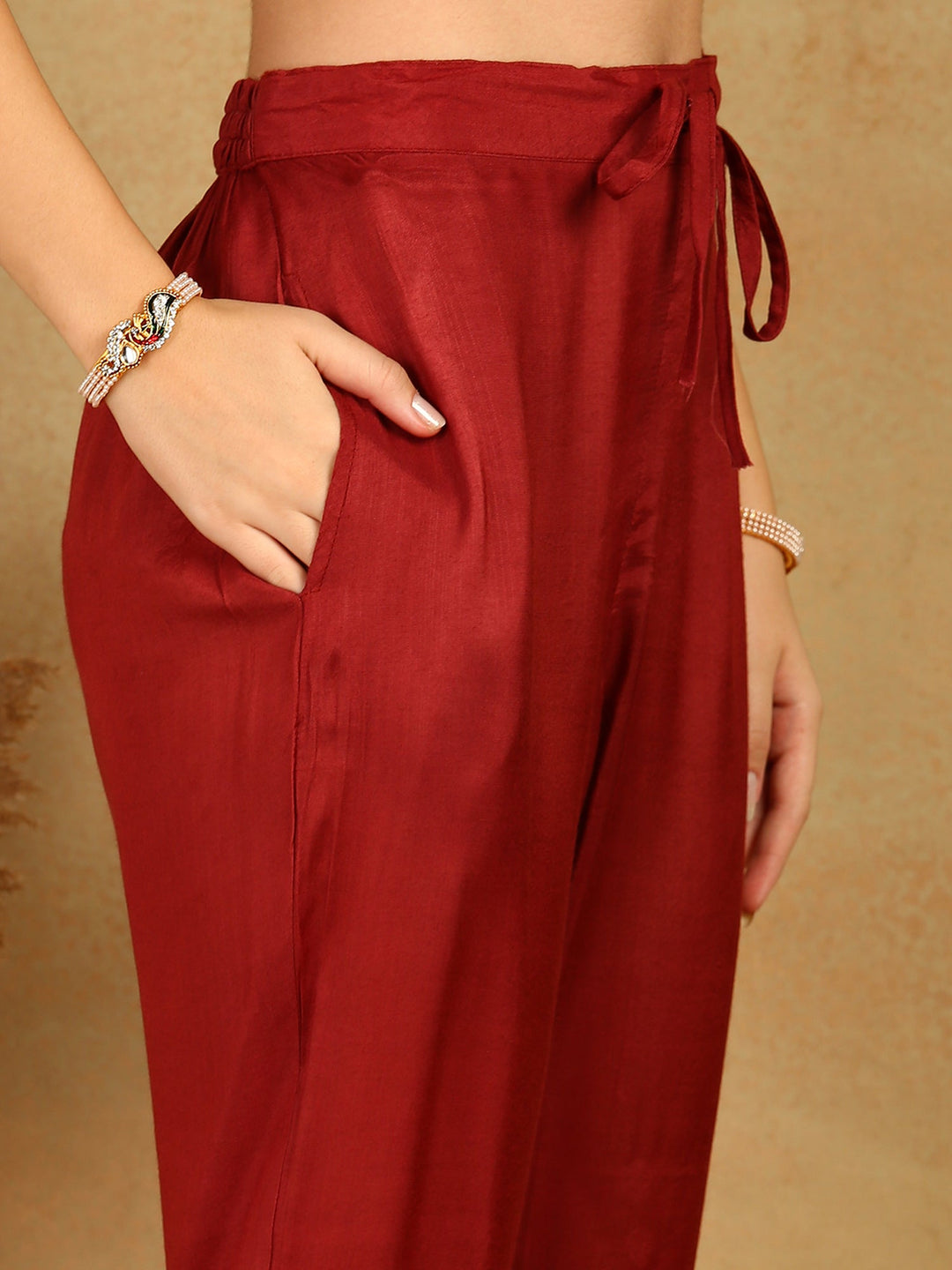 ZERESOUQ-Maroon-Rayon-Blend-Floral-Printed-3-Piece-Kurta-Set