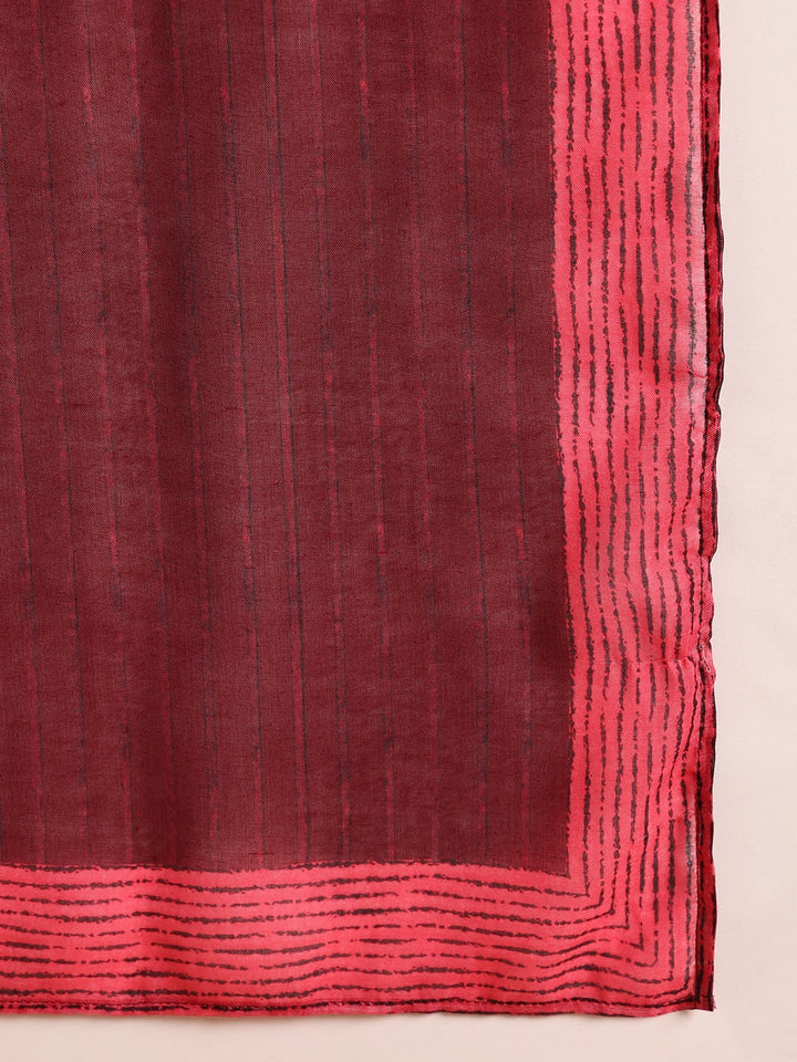 ZERESOUQ-Maroon-Rayon-Floral-Print-Straight-3-Piece-Kurta-Set