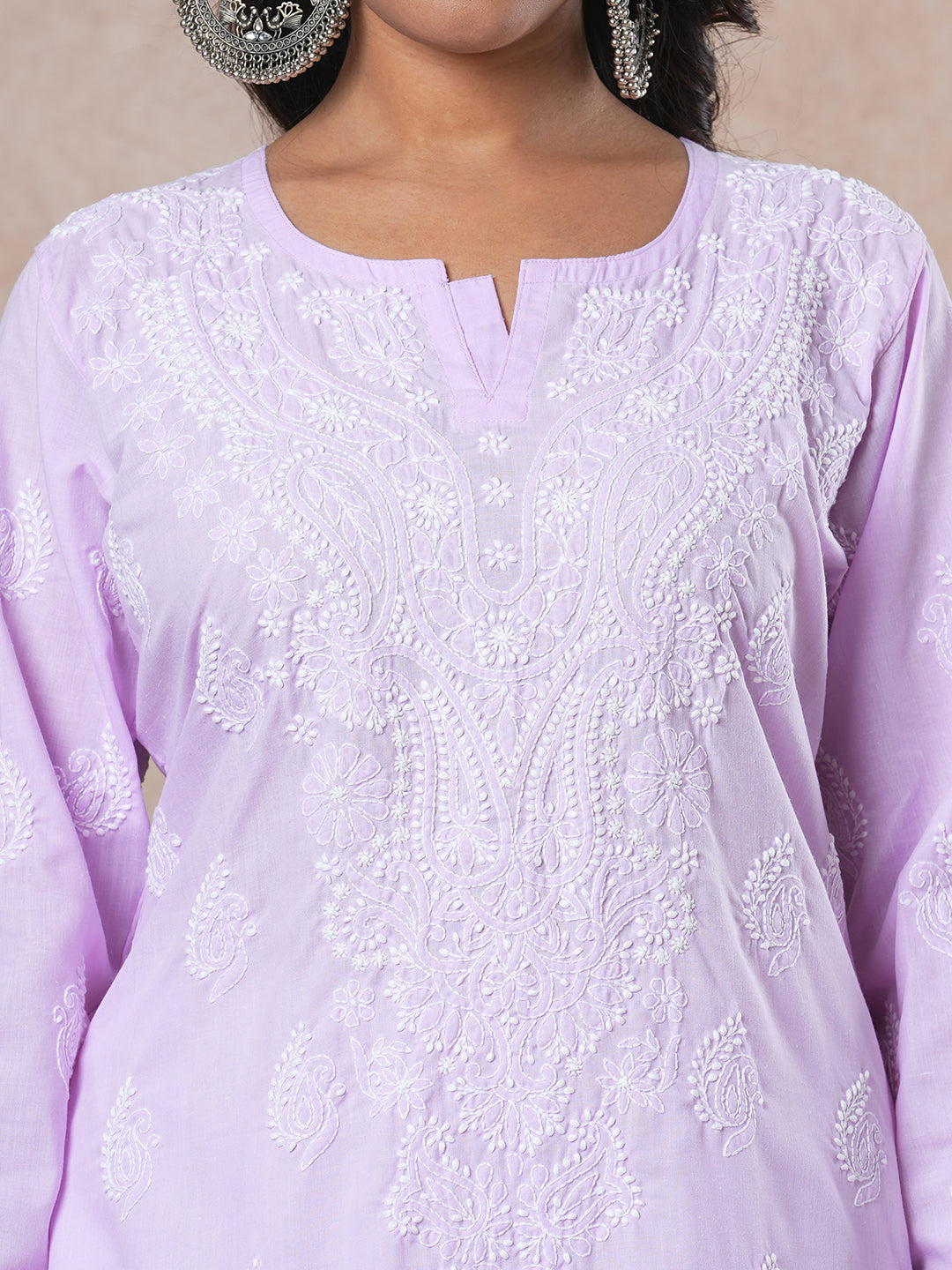 Mauve-Cotton-Embroidered-Chikankari-Kurta