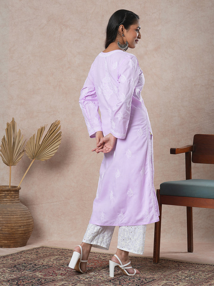 Mauve-Cotton-Embroidered-Chikankari-Kurta