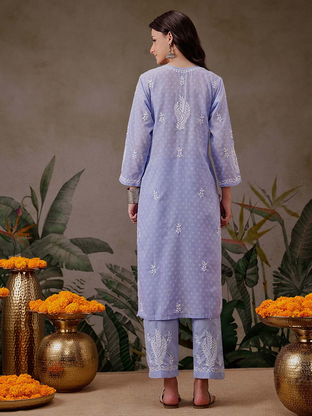 Mauve-&-White-Cotton-Lucknowi-Chikankari-2-Piece-Kurta-Set