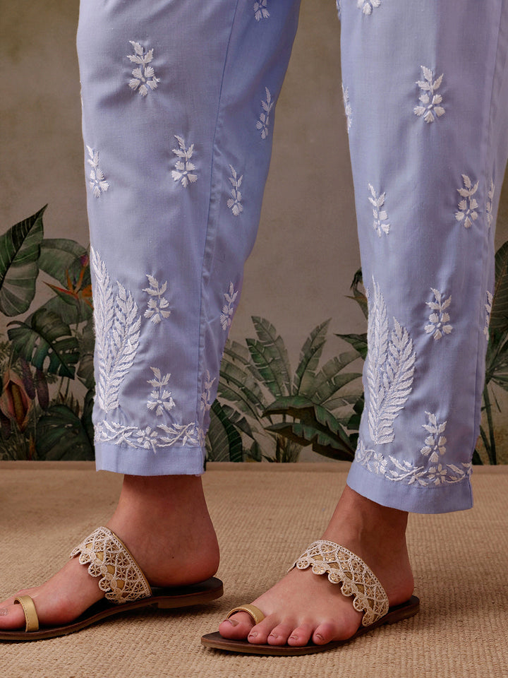 Mauve-&-White-Cotton-Lucknowi-Chikankari-2-Piece-Kurta-Set