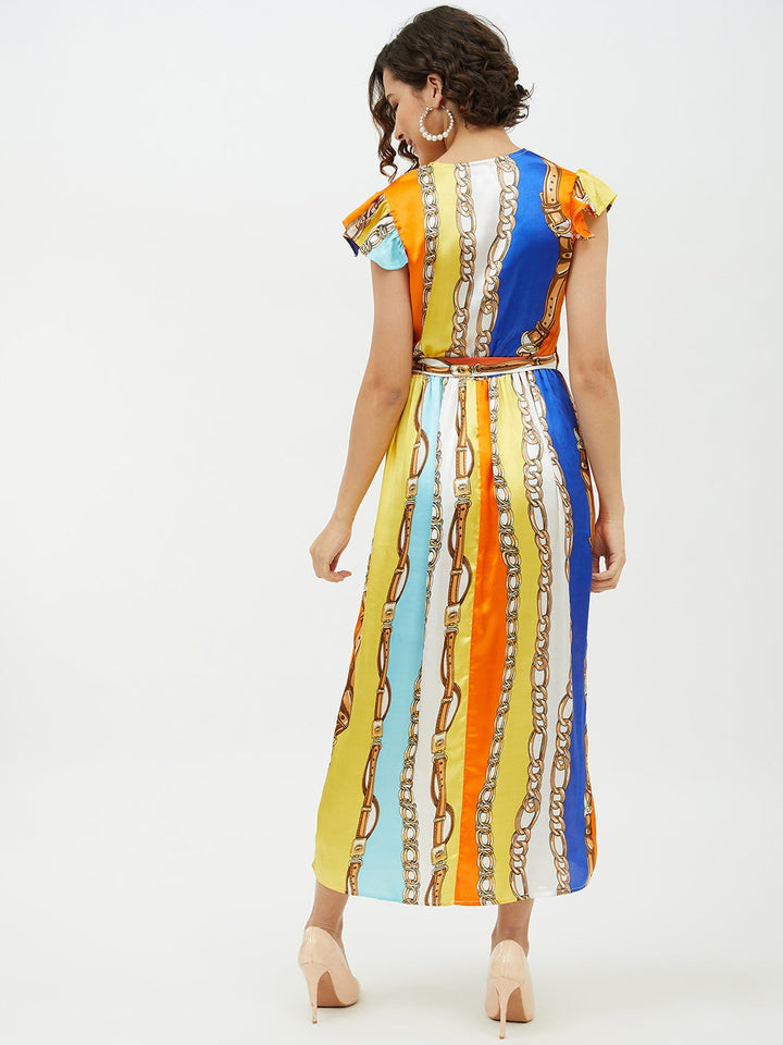 Multi-Color-Poly-Satin-Chain-Print-Long-Dress