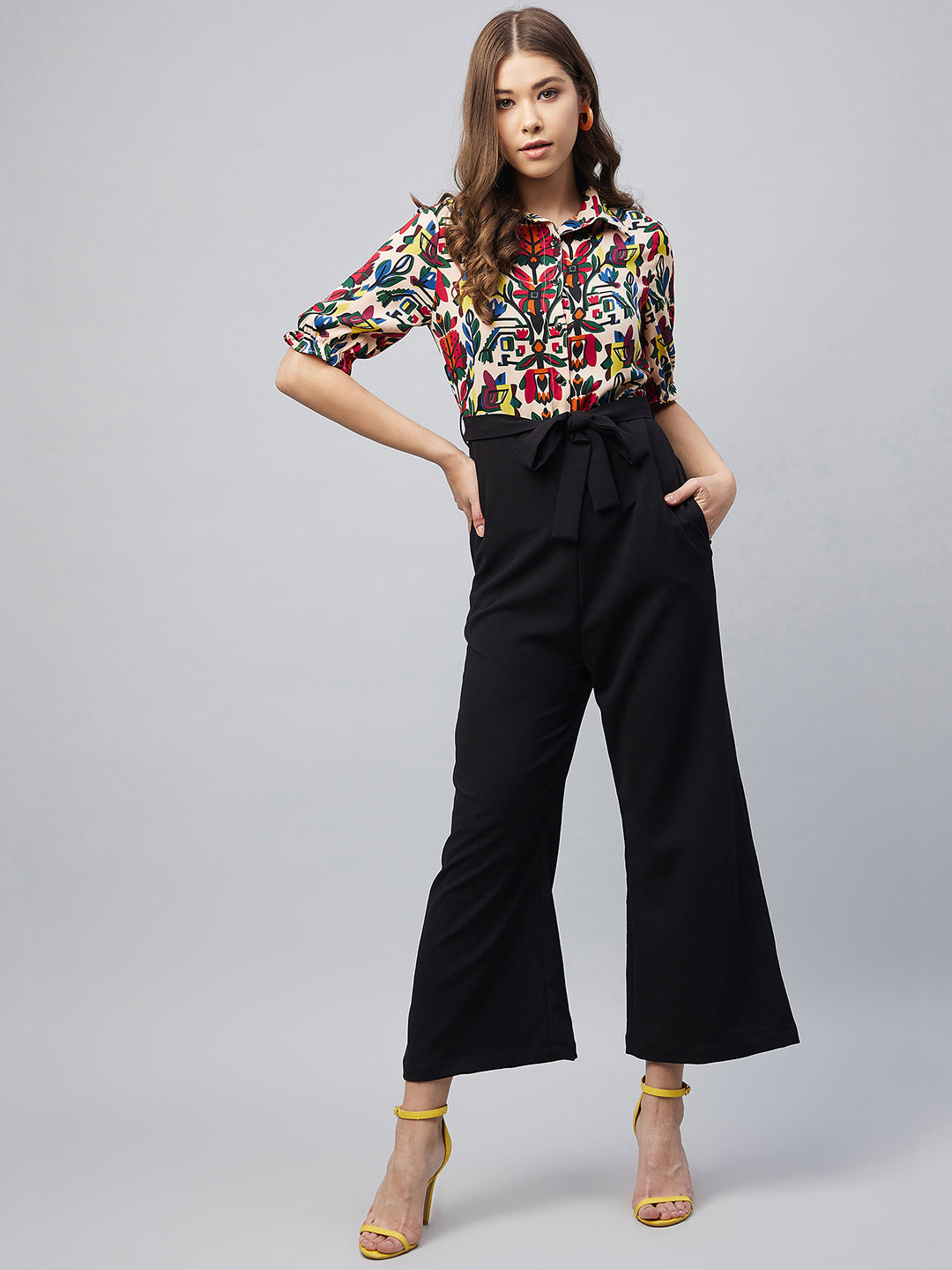 Multi Color Polyester Blocked Jumpsuit