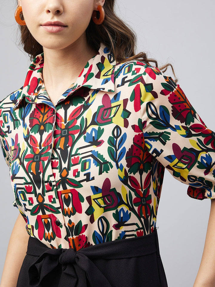 Multi-Color-Polyester-Block-Jumpsuit