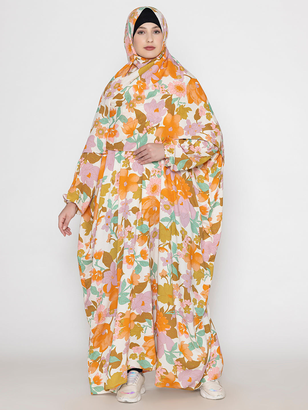 Multi-Colored-Viscose-Floral-Print-Prayer-Gown