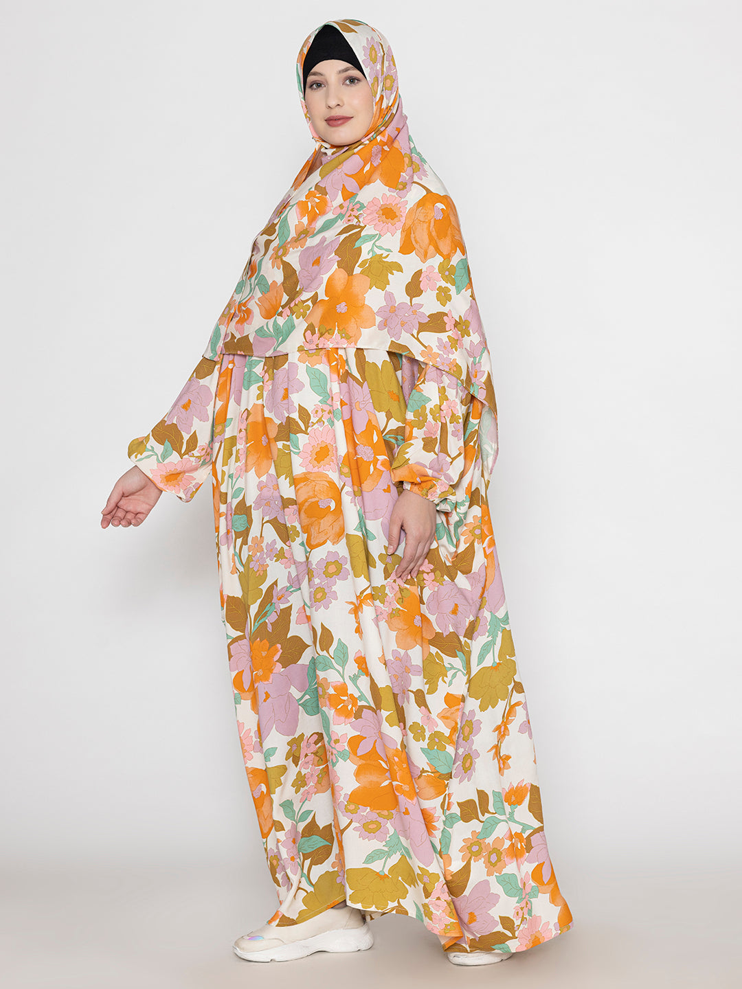 Multi-Colored-Viscose-Floral-Print-Prayer-Gown