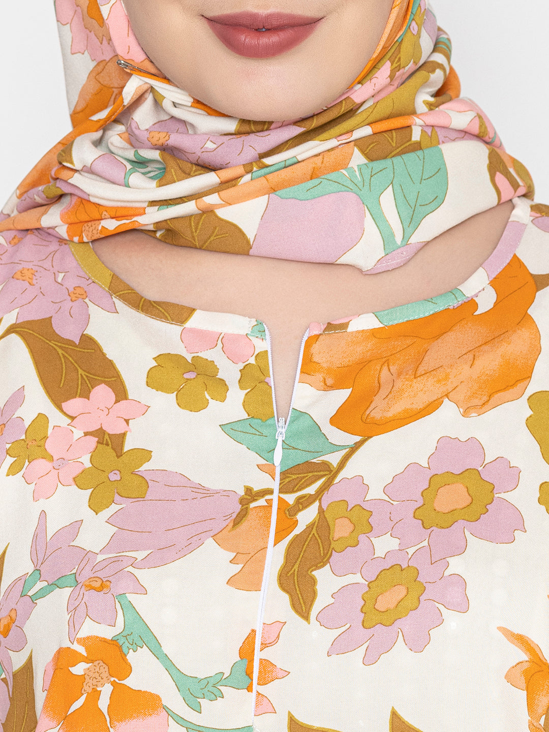 Multi-Colored-Viscose-Floral-Print-Prayer-Gown
