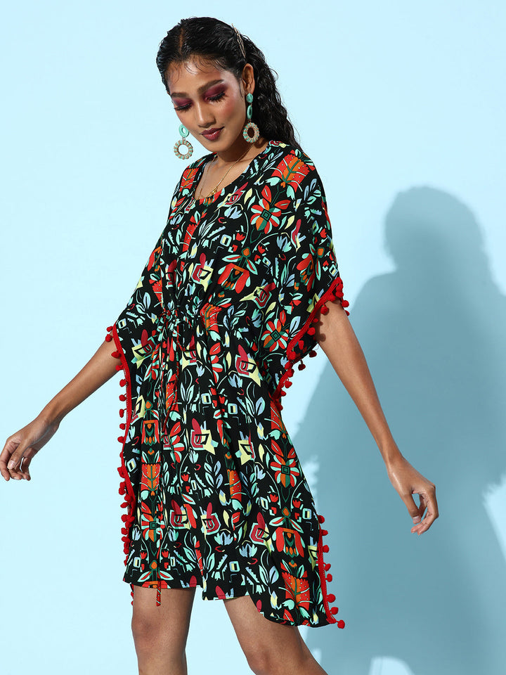 Multi-Coloured-Polyester-Printed-Kaftan-Dress