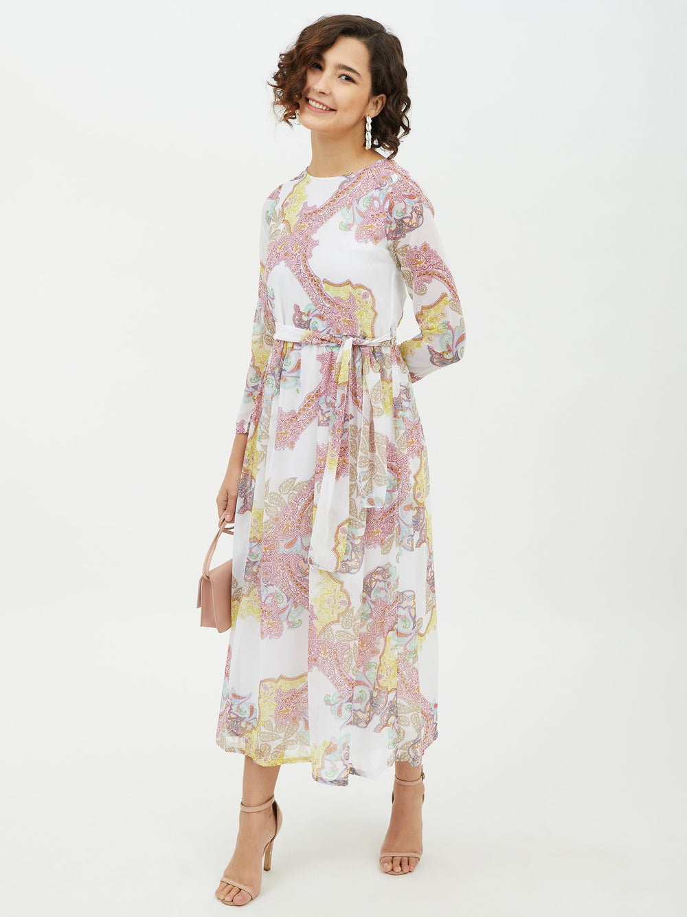 Multi-Coloured-Polyester-Printed-Long-Dress