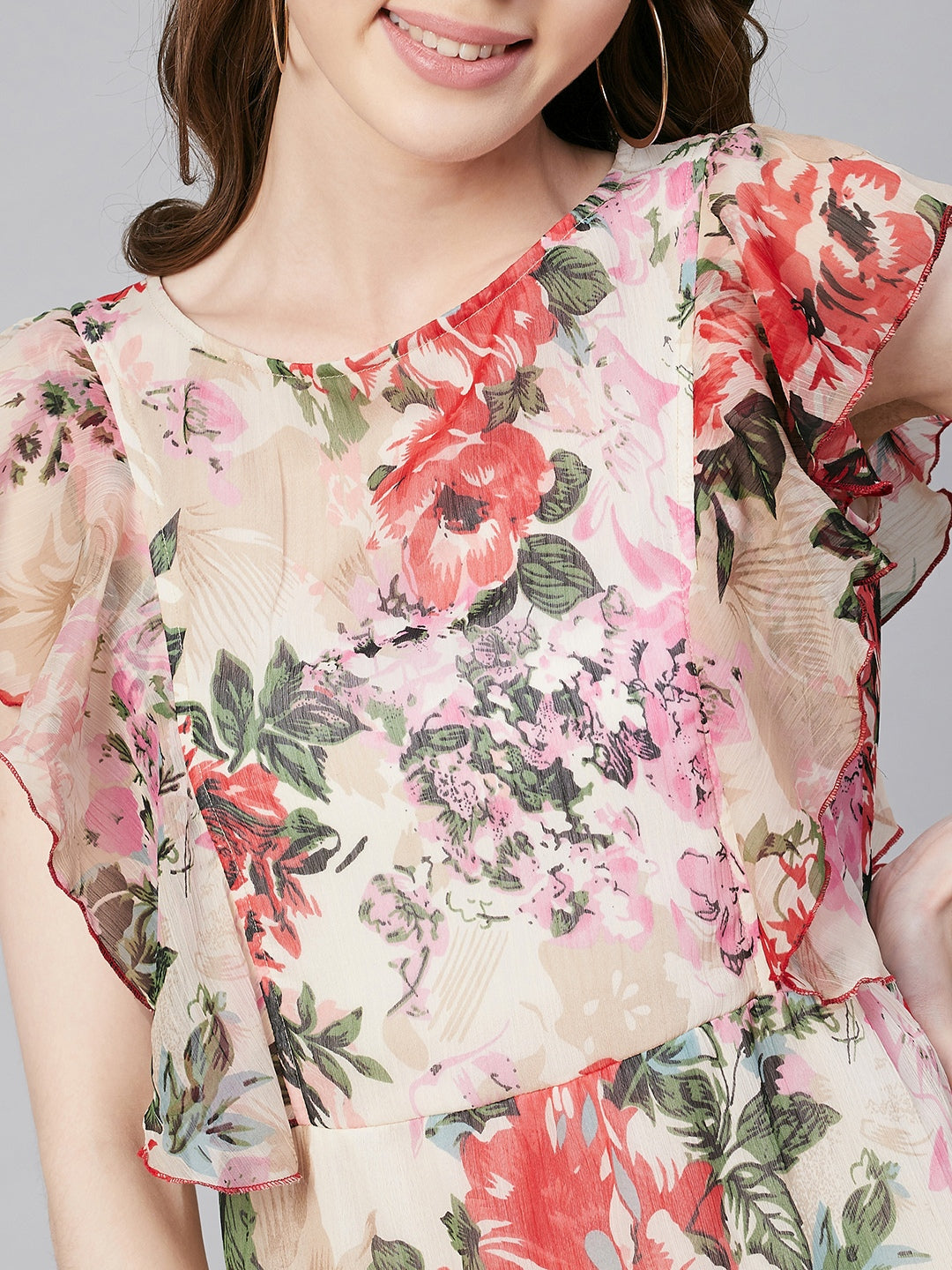 Multicolor-Chiffon-Floral-Maxi-Dress