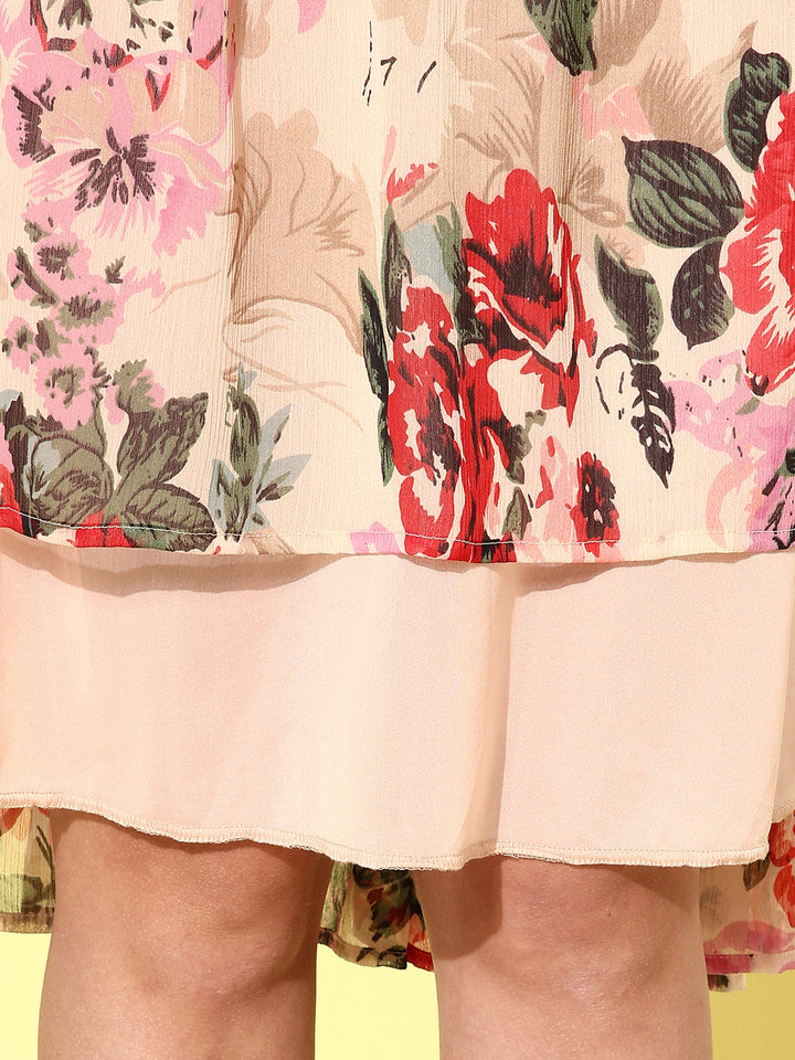 Multicolor-Chiffon-Floral-Tier-Midi-Dress-with-String-Tie-Ups