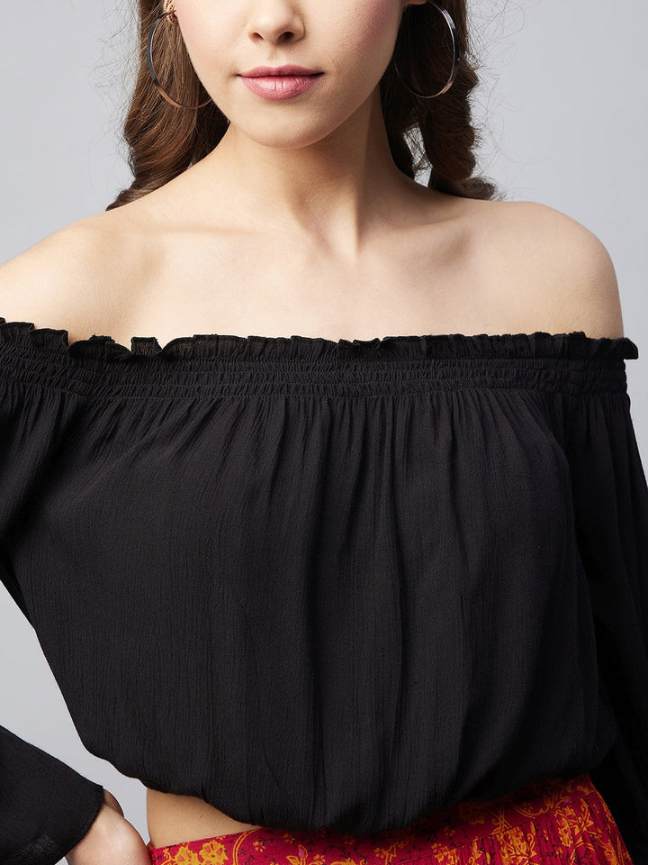Multicolor-Cotton-Off-Shoulder-Laced-High-Low-Skirt-Set