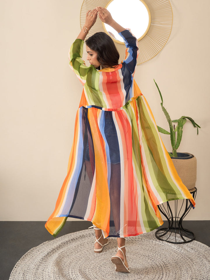 Multicolor-Polyester-Crepe-Bright-Rainbow-Printed-Shrug
