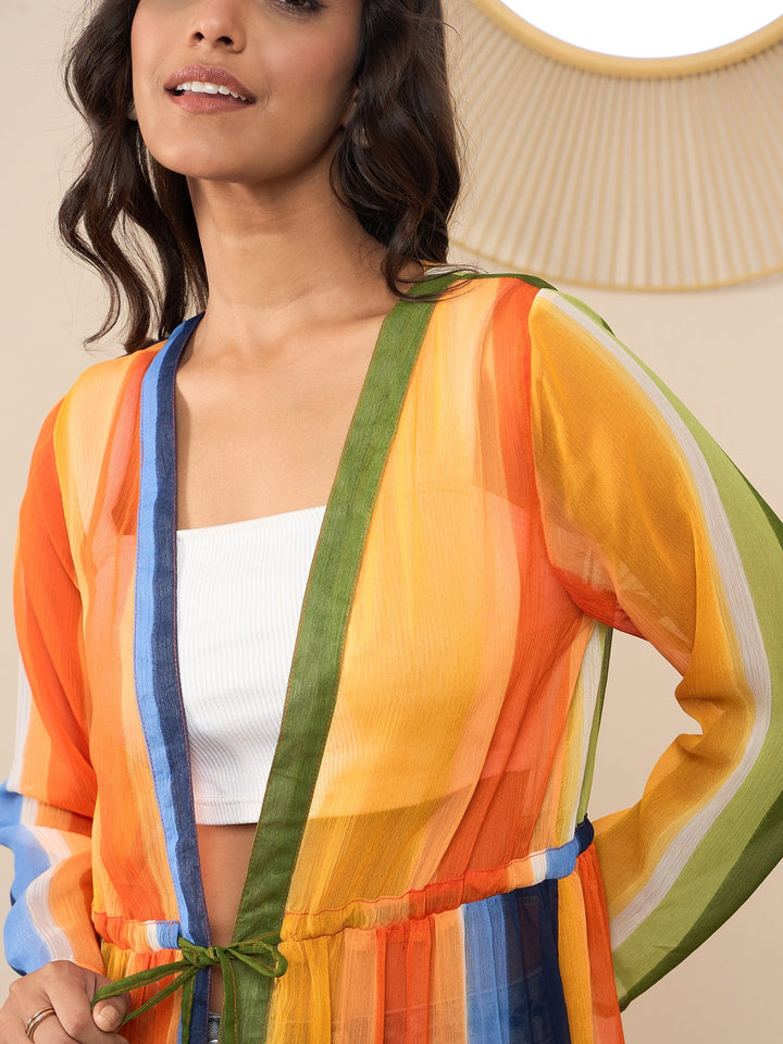 Multicolor-Polyester-Crepe-Bright-Rainbow-Printed-Shrug