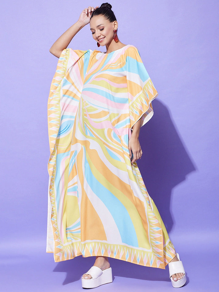 Multicolor-Satin-Printed-Kaftan