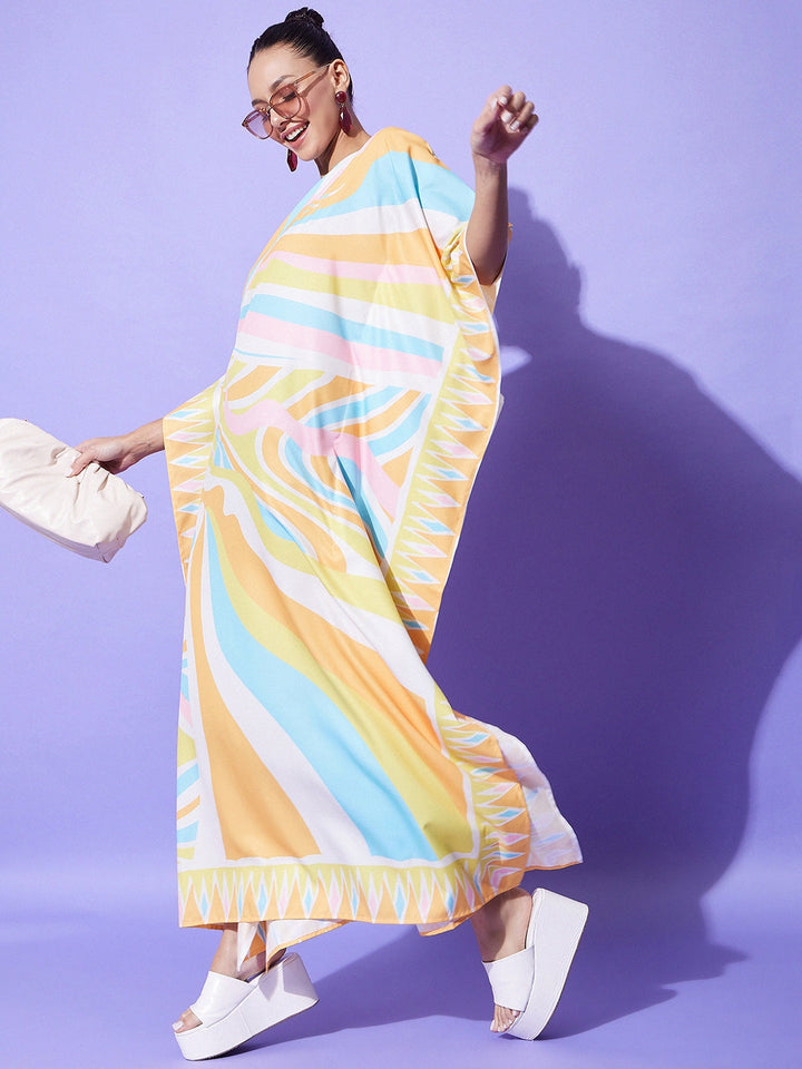 Multicolor-Satin-Printed-Kaftan