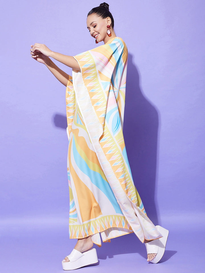 Multicolor-Satin-Printed-Kaftan