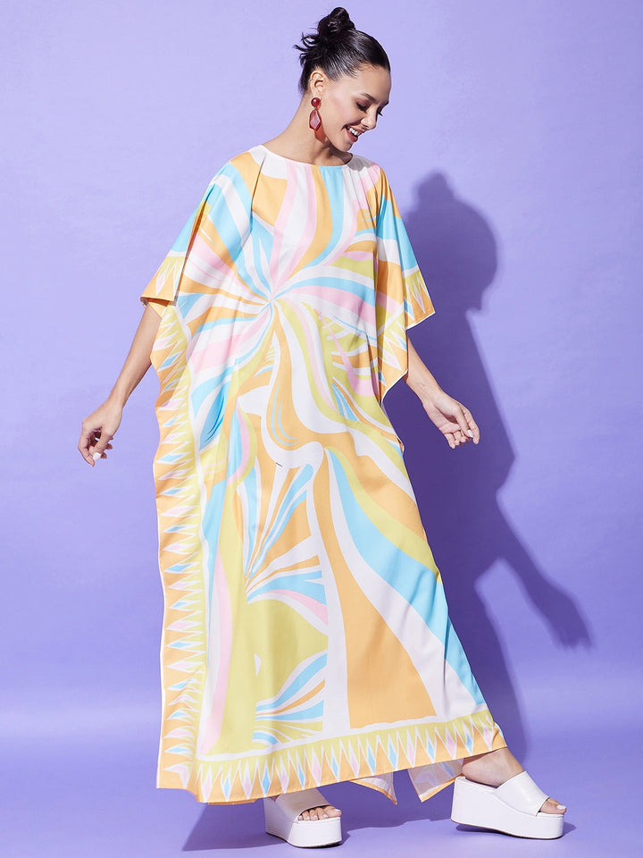 Multicolor-Satin-Printed-Kaftan