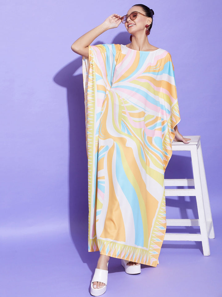 Multicolor-Satin-Printed-Kaftan