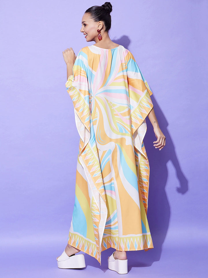Multicolor-Satin-Printed-Kaftan
